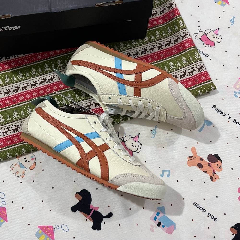 Onitsuka Tiger by Asics Cream Blue Brown Sneakers